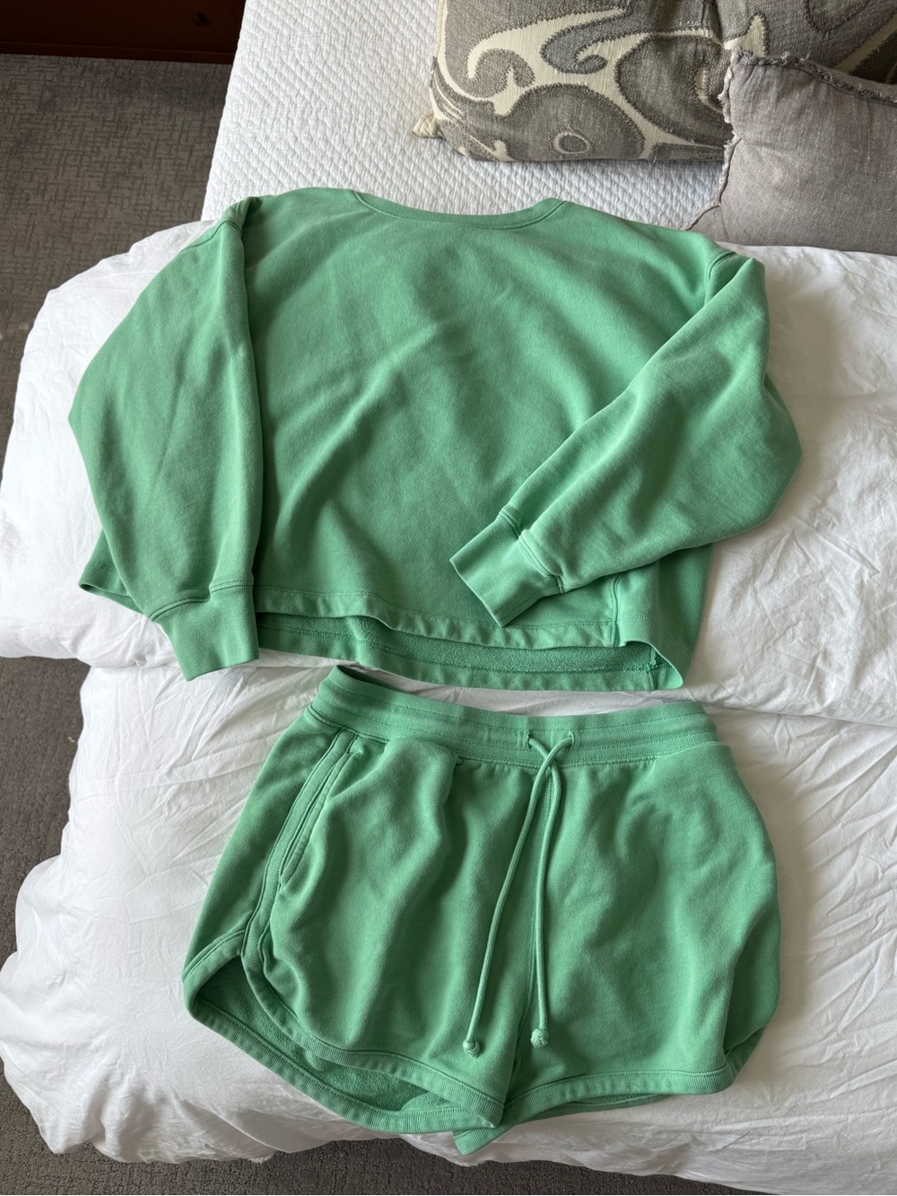 J Crew Women’s Green Lounge Sweatshirt and Shorts Set